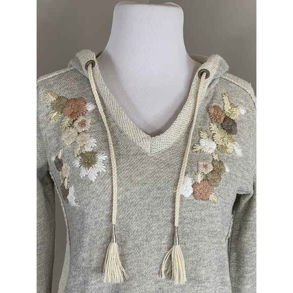 Style & Co Shabby Chic Rustic Luxury Coastal Boho Hoodie Embroidered Tassle 0-2 - Picture 3 of 10